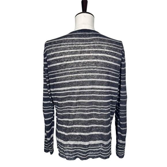 John Varvatos | Men | Dark Stripe Slub Linen Sheer Lightweight LS Shirt | Large - Picture 3 of 9